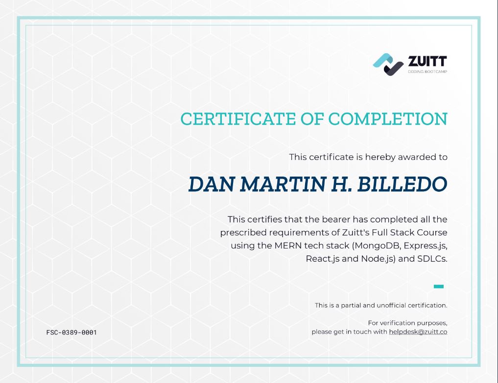 MERN Developer Certificate